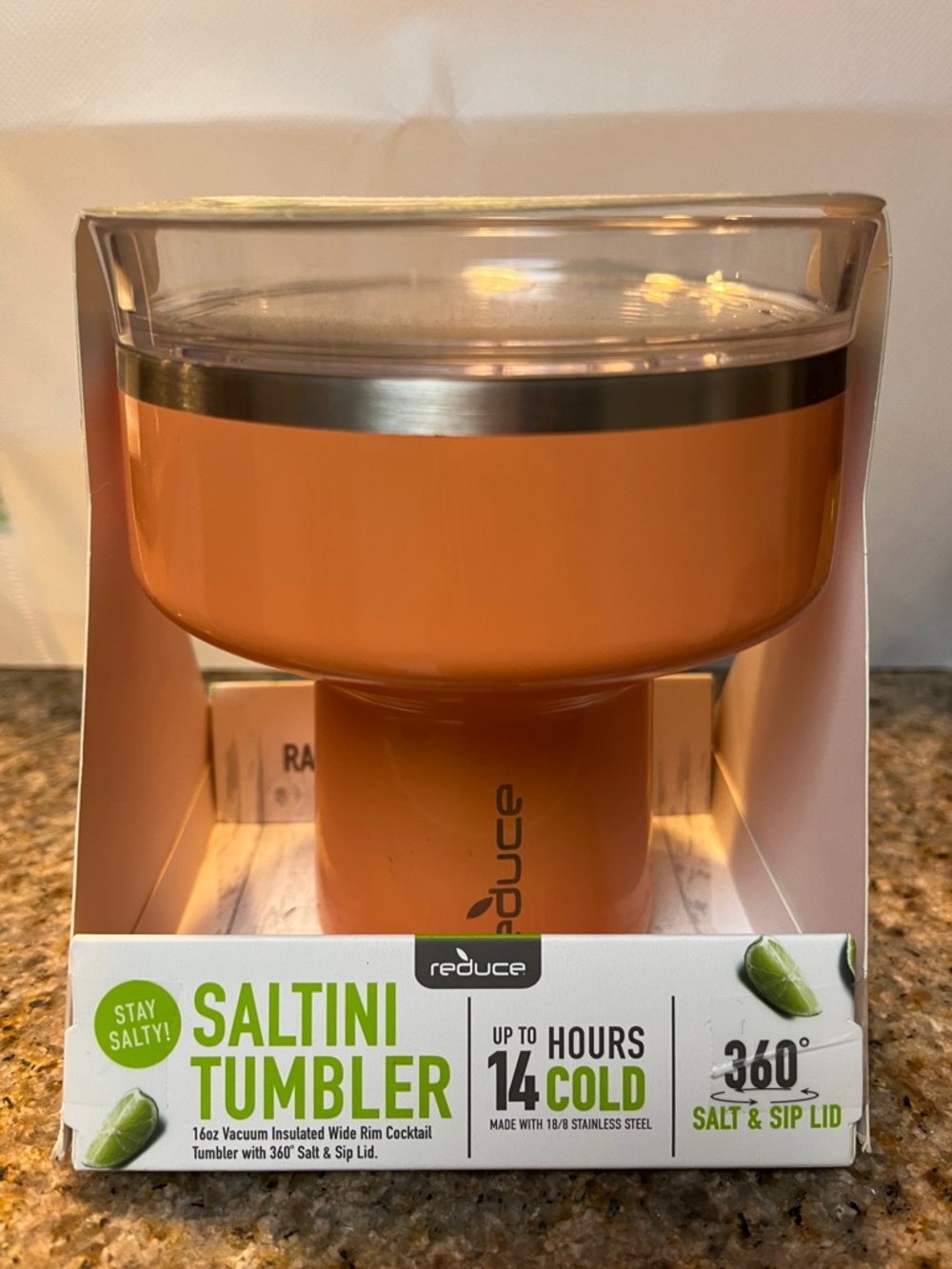reduce Saltini Tumbler - Orange Vacuum-Insulated Cocktail Tumbler